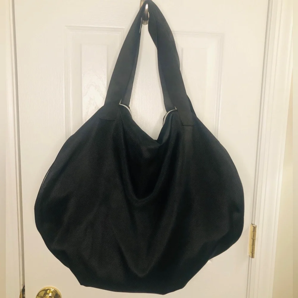 Art of Shaving Black Nylon Shoulder Tote with Mesh Side Pockets